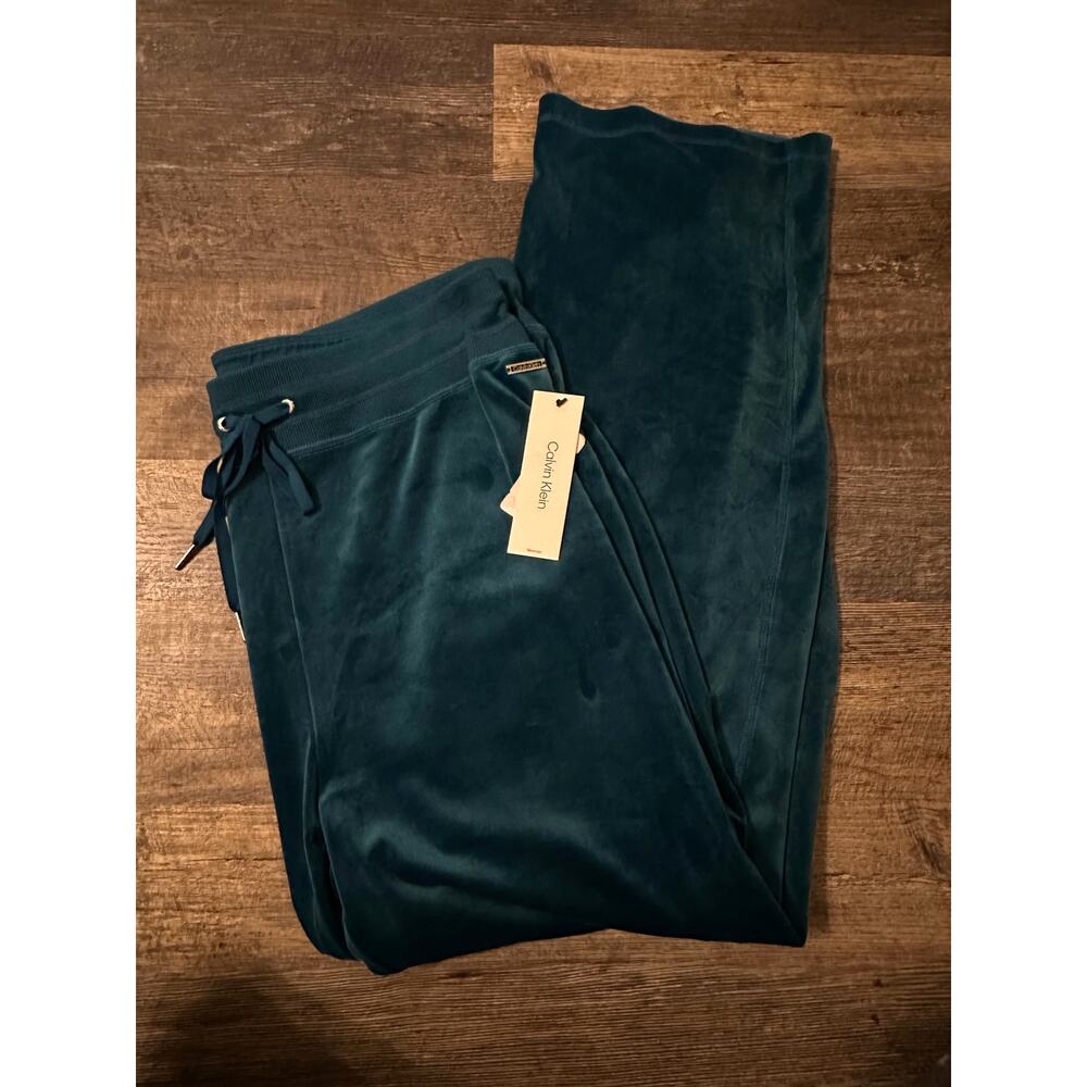 Calvin Klein Womens Blue Solid Stretch Velour Vel… - image 1